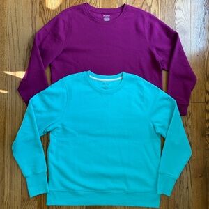 Lot of 2 Tek Gear Ultrasoft Fleece Womens Crewneck Sweatshirt XXL Purple & Teal